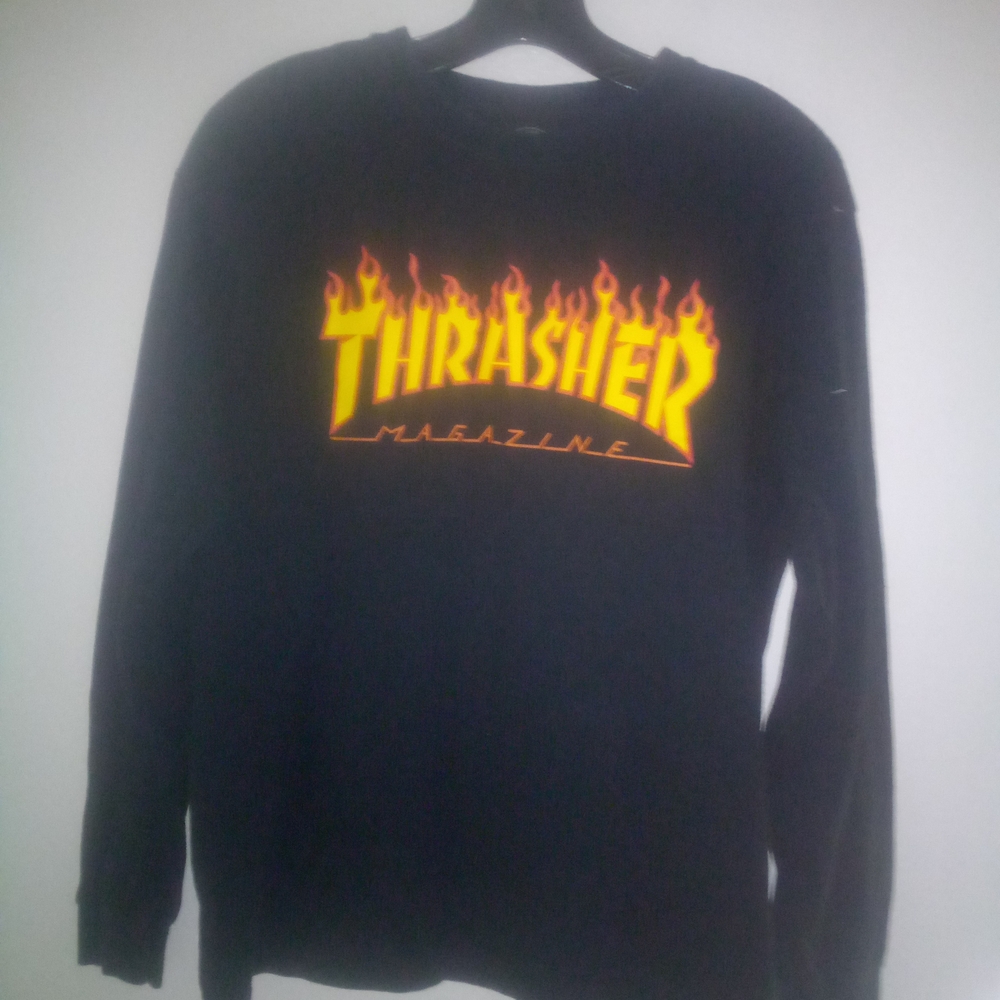 Thrasher Black Shirt with Fiery Logo